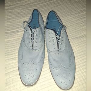 NWOB Johnston & Murphy sheepskin Blue Gray shoes SZ 13